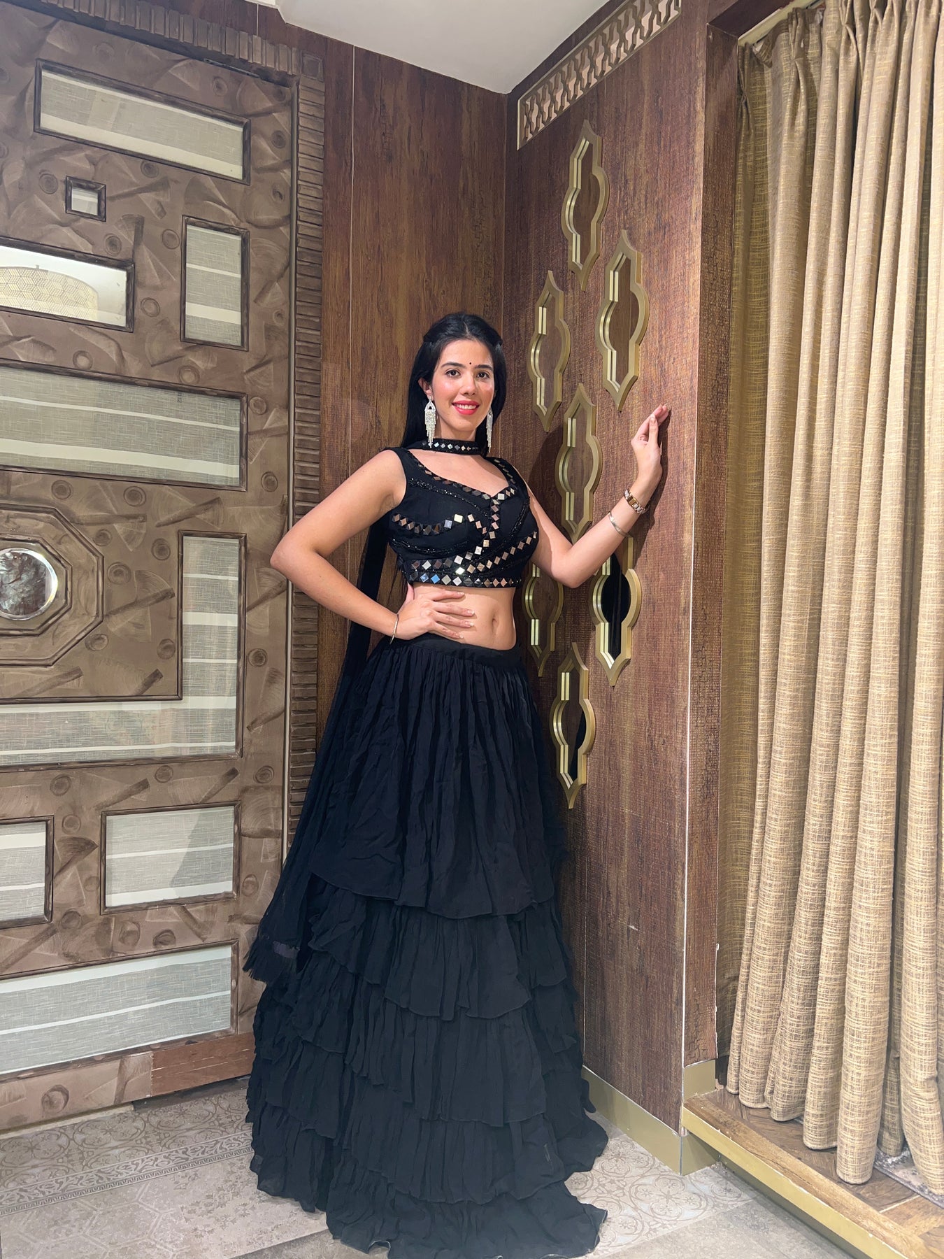 beautiful black color embroidered lehenga