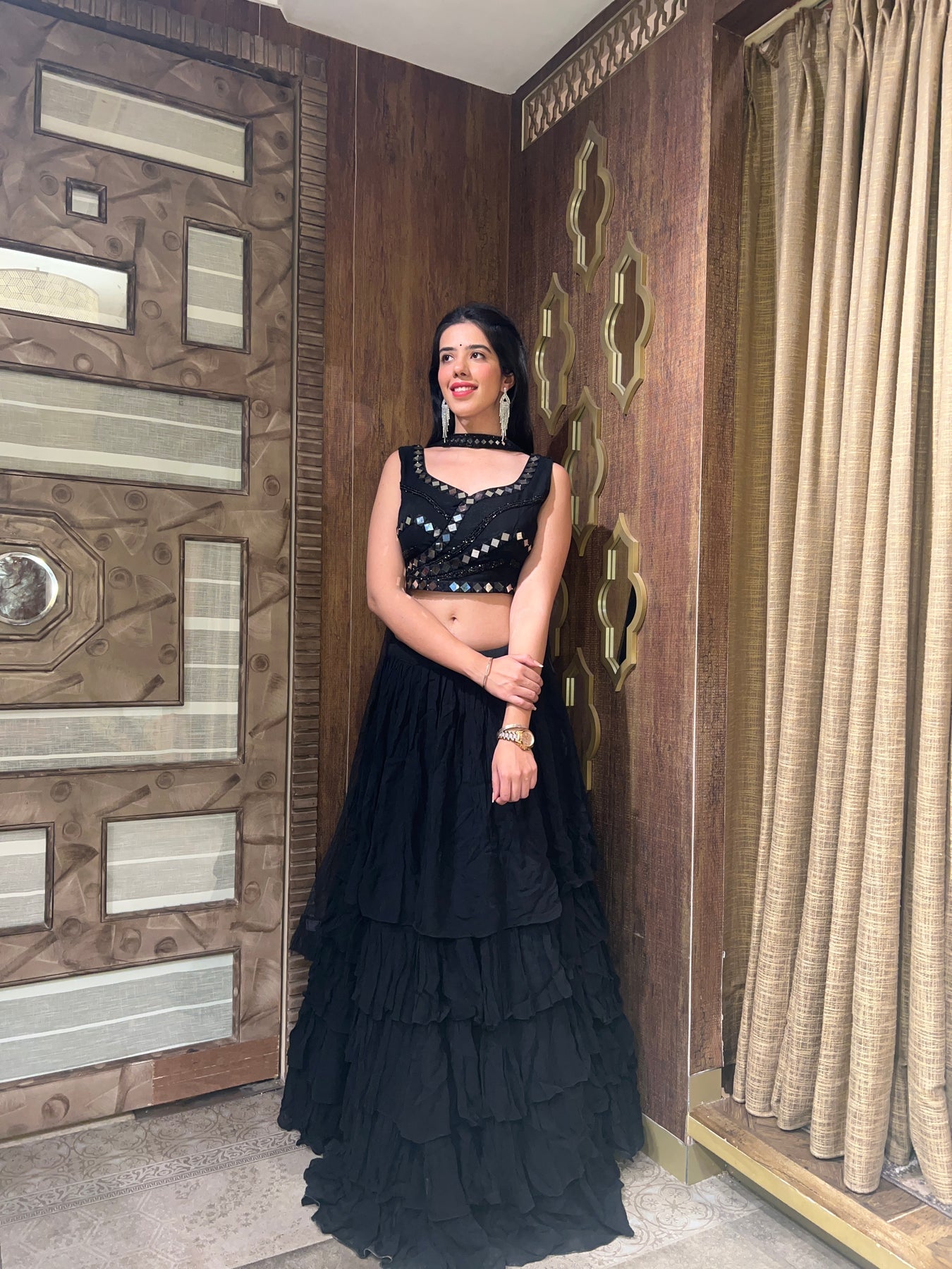 beautiful black color embroidered lehenga