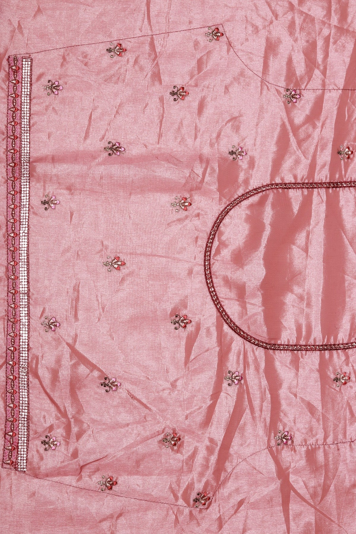 Adorable onion pink color floral motif embroidered saree