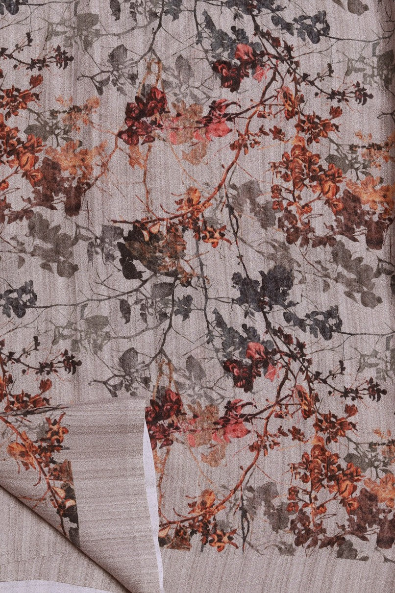 Beautiful grey color floral printed saree