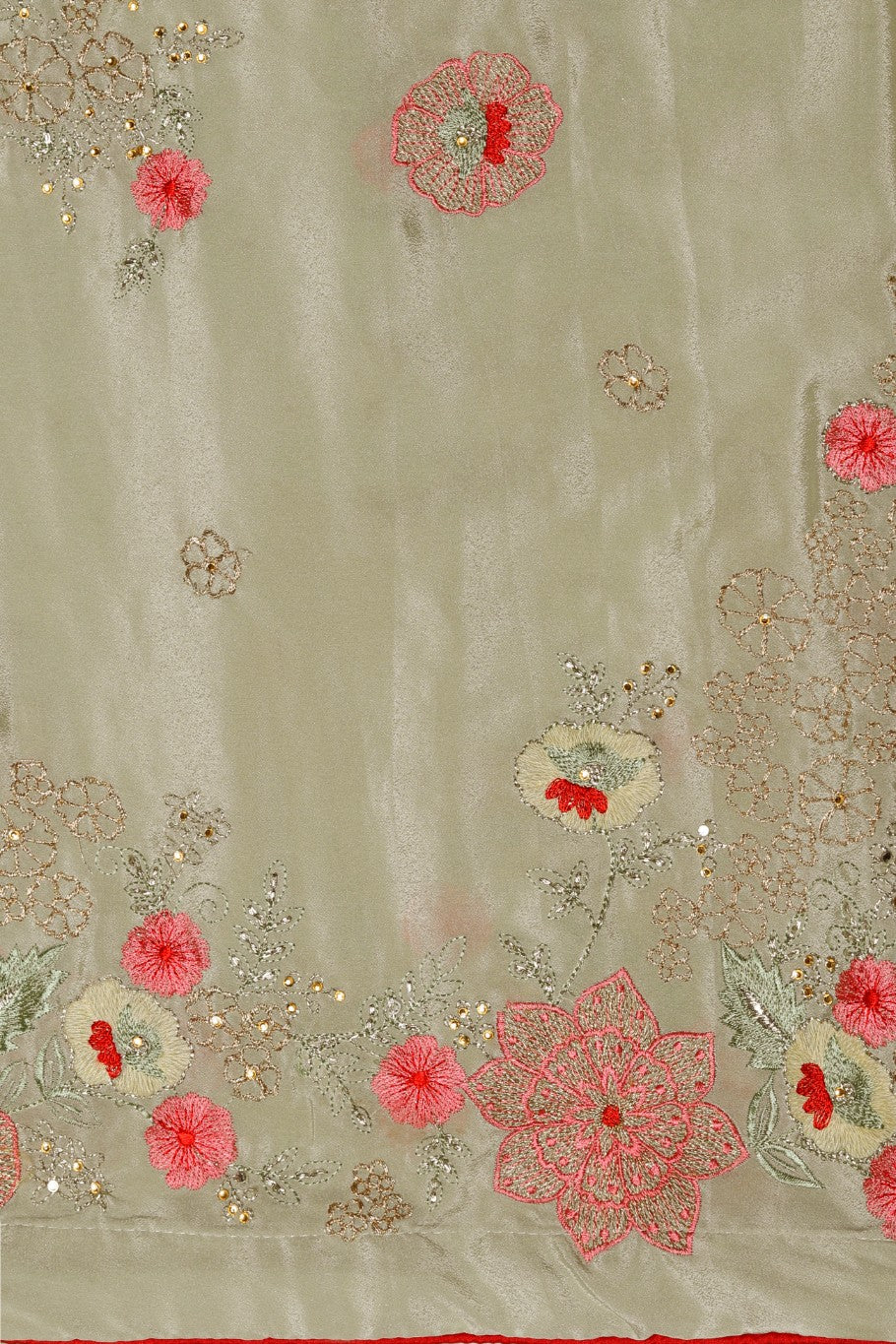 Adorable green color floral motif embroidered saree