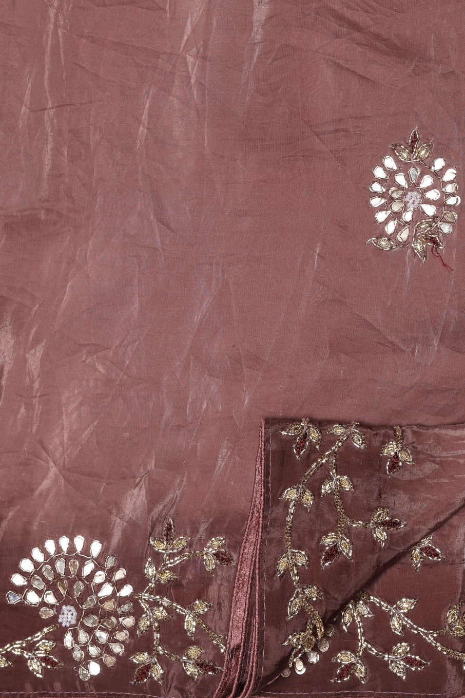 Beautiful mauve color floral embroidery saree