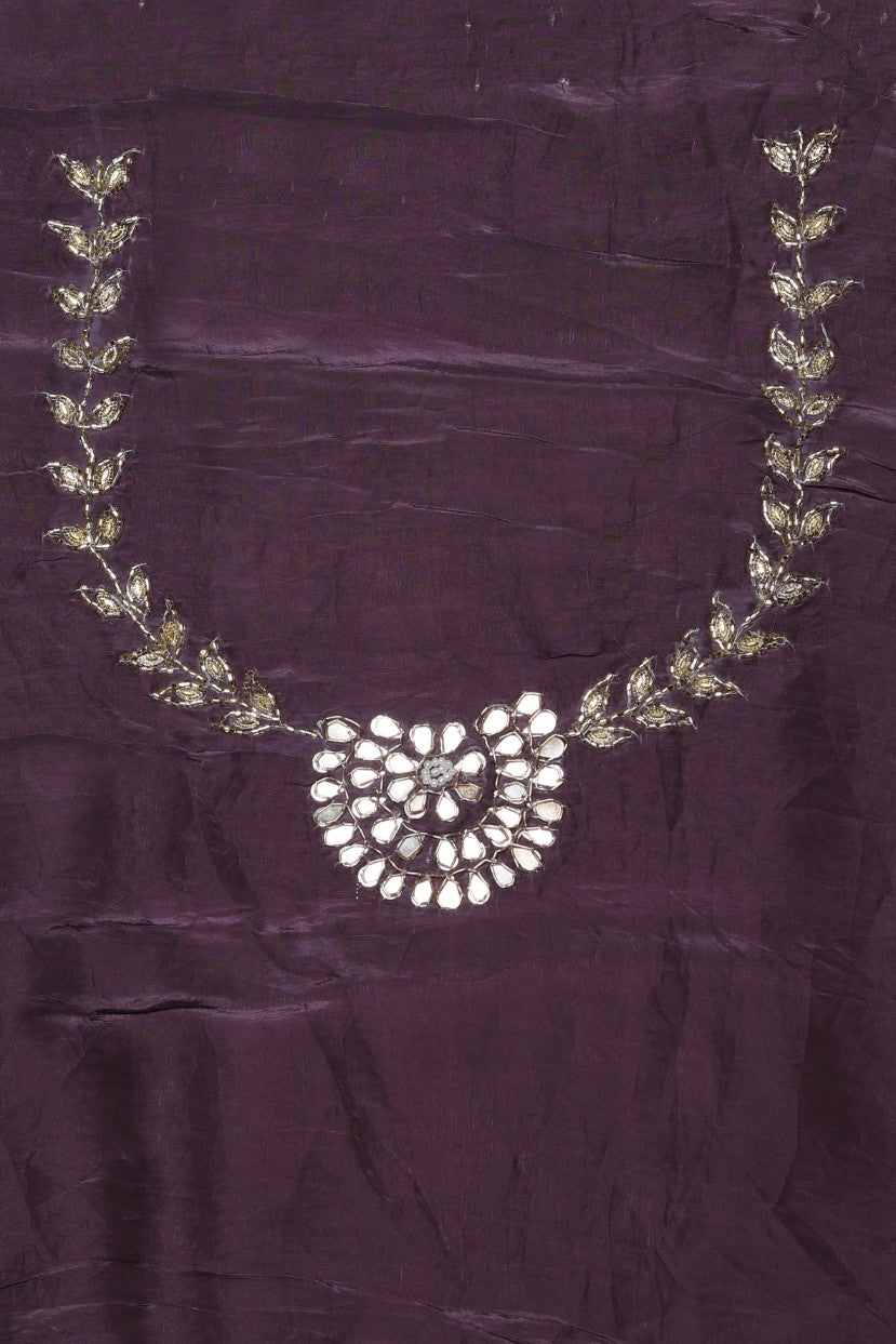 Beautiful mauve color floral embroidery saree