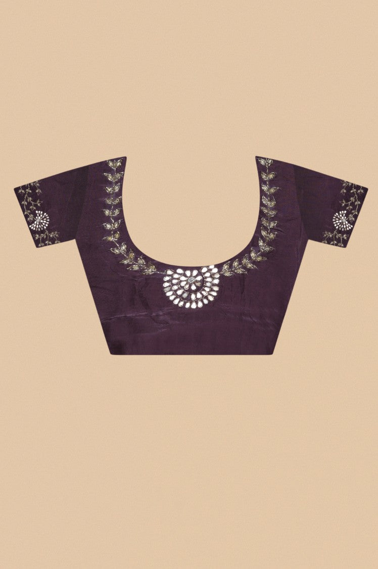 Beautiful mauve color floral embroidery saree