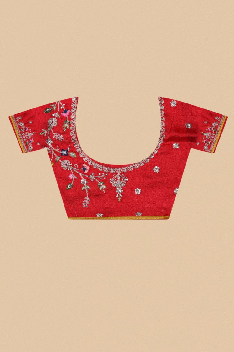 Elegant yellow color floral embroidered saree