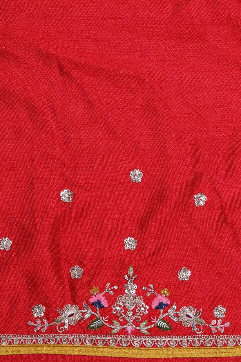 Elegant yellow color floral embroidered saree