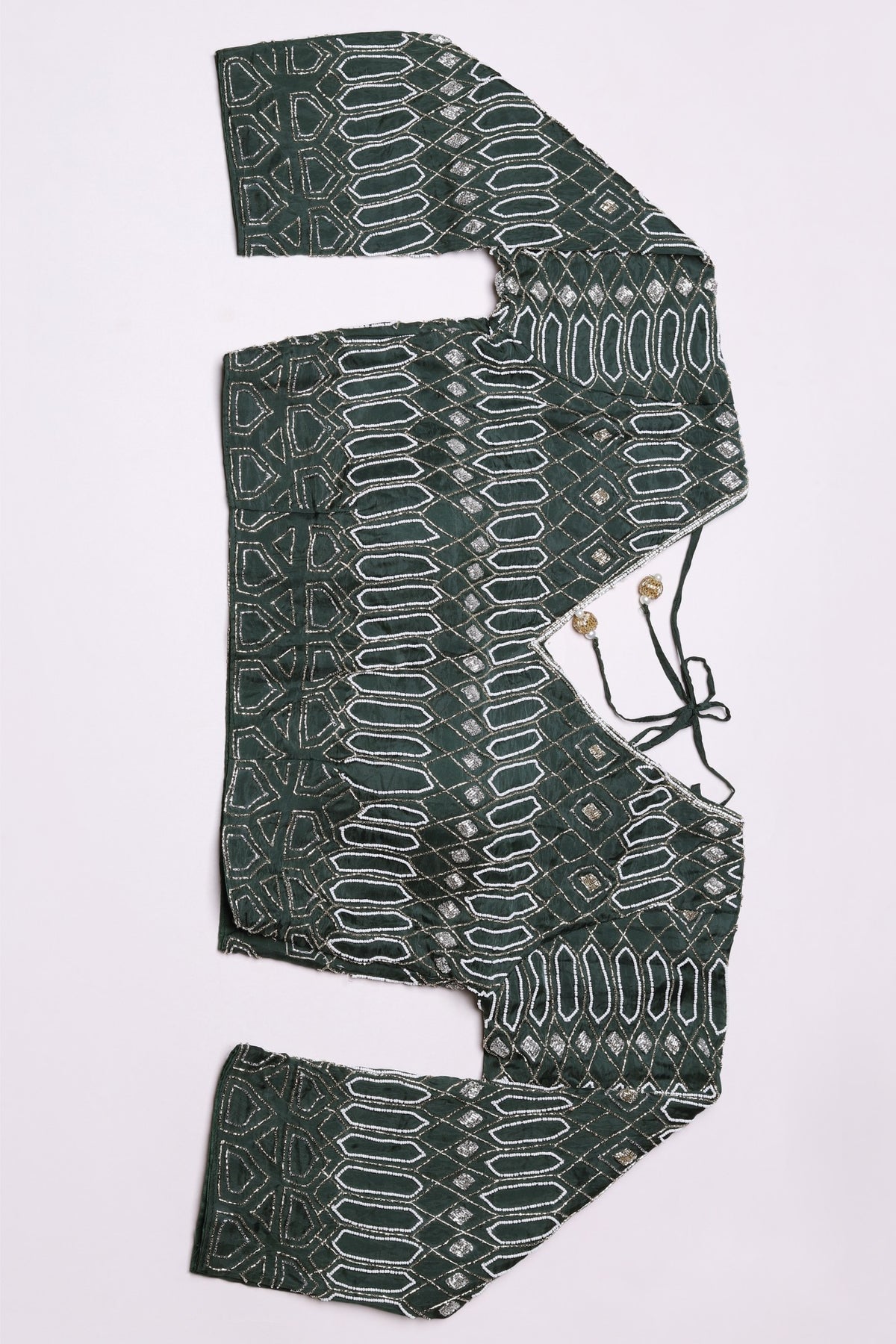 Beautiful green color floral motif embroidered saree