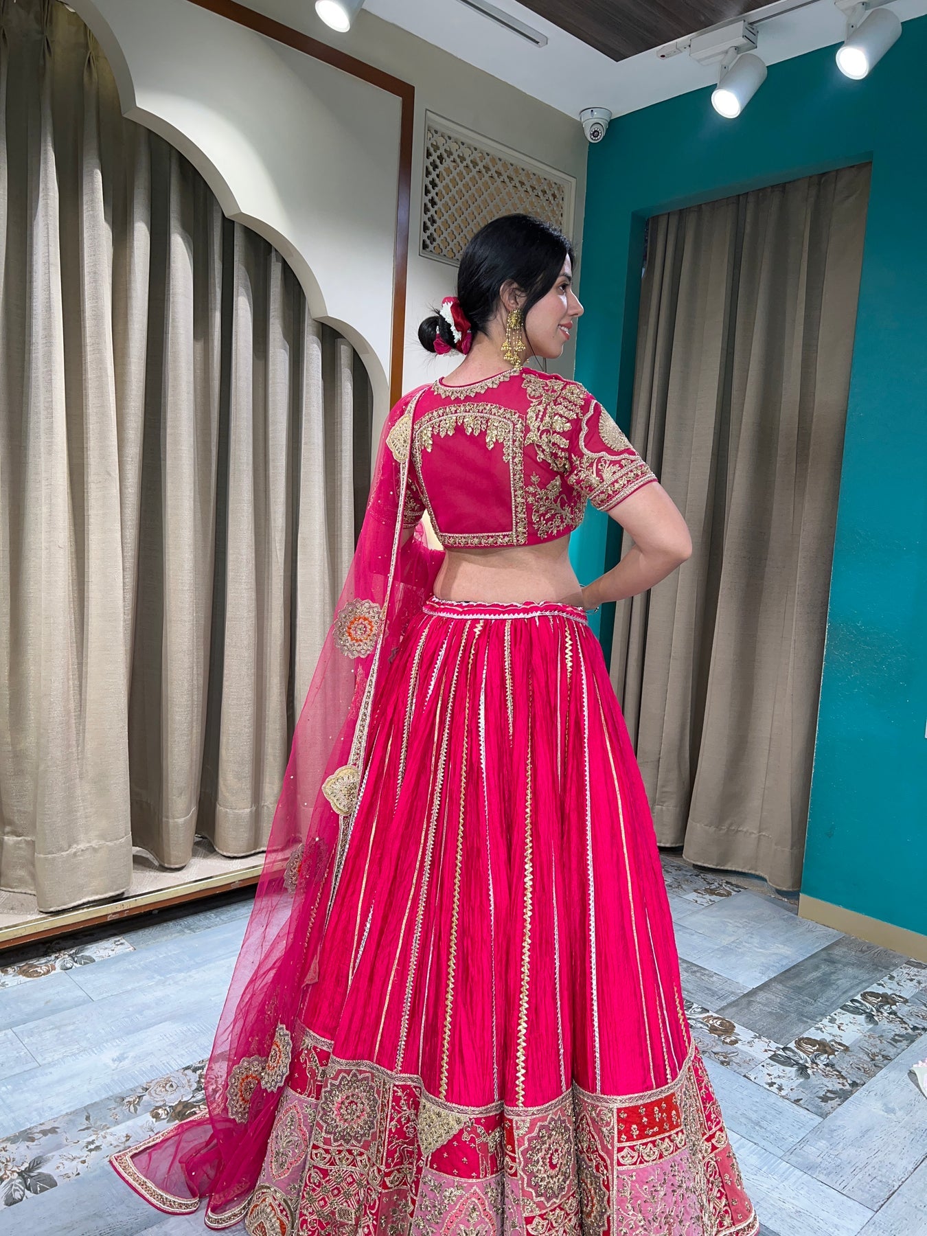 Elegant Dark Pink Bridal lehenga