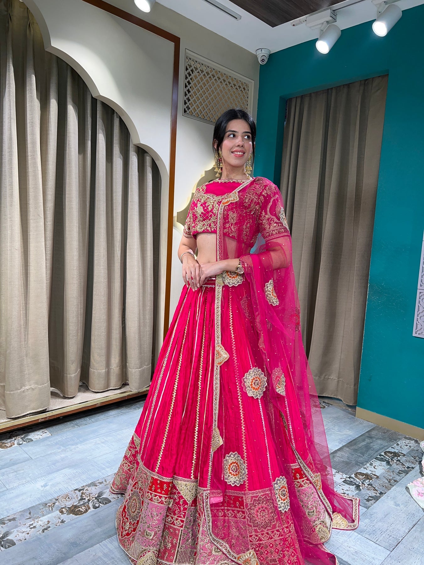 Elegant Dark Pink Bridal lehenga