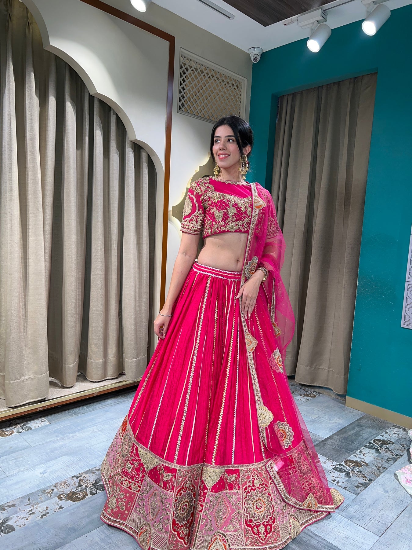 Elegant Dark Pink Bridal lehenga