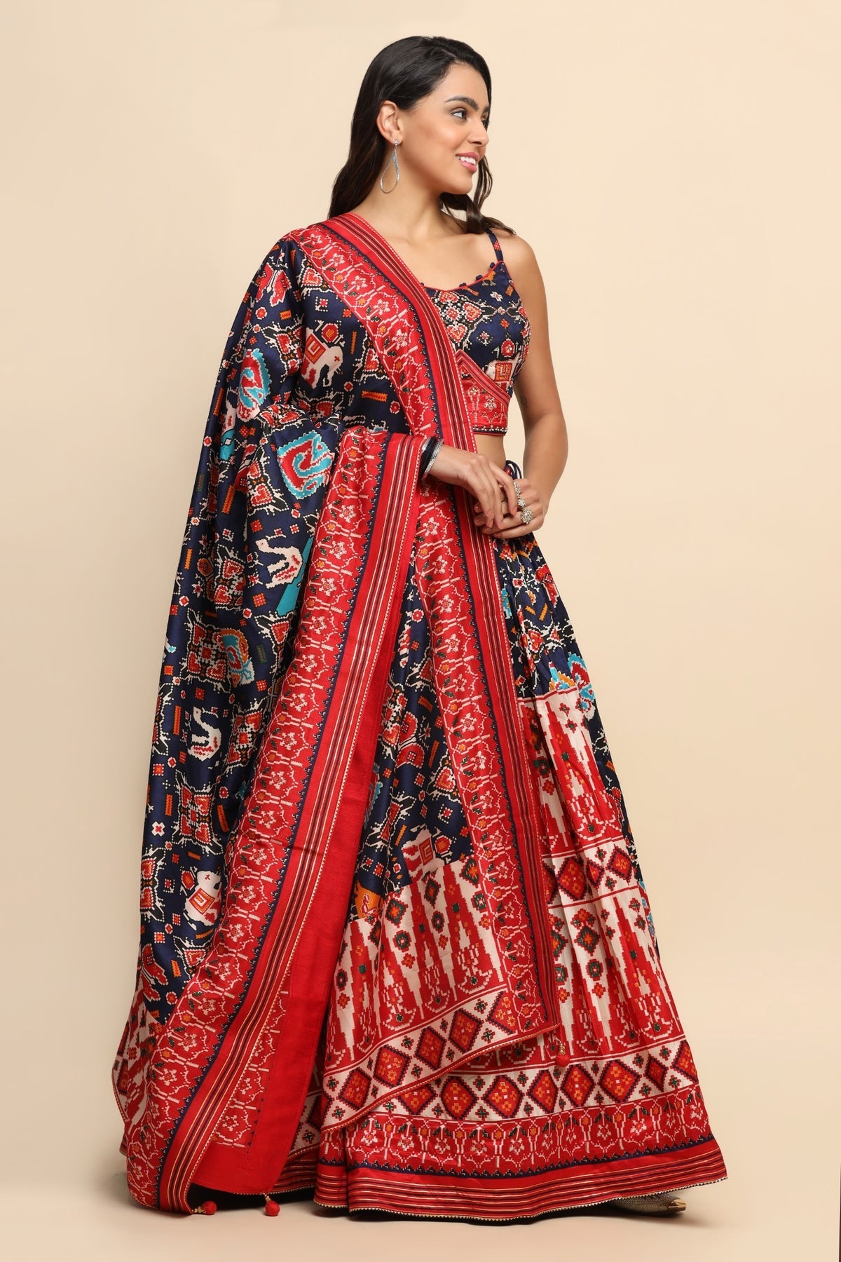 Elegant Multi Color Patola Printed Lehanga