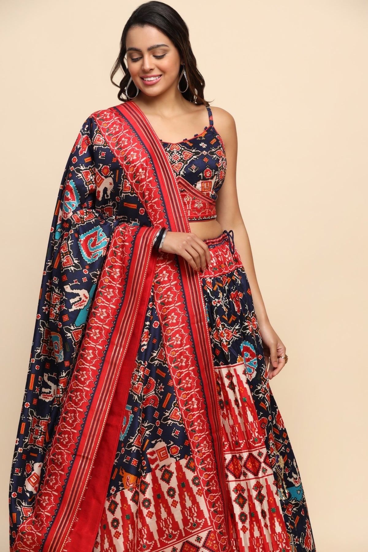 Elegant Multi Color Patola Printed Lehanga