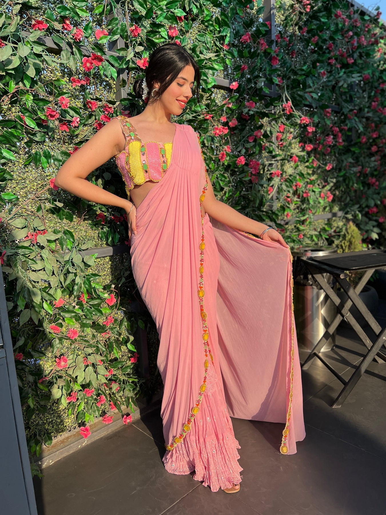 Light Pink Sharara Saree