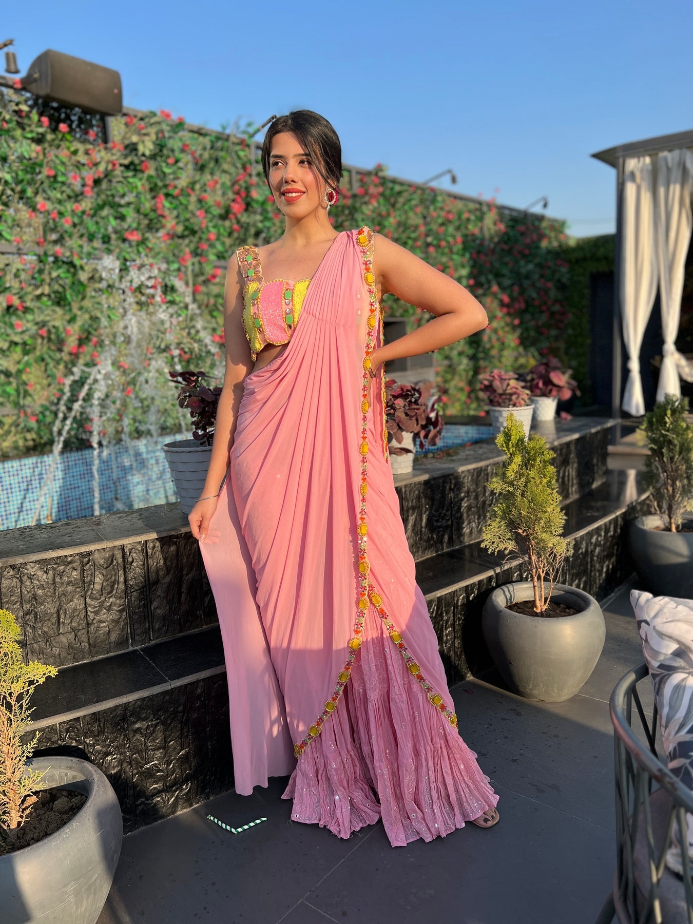 Light Pink Sharara Saree