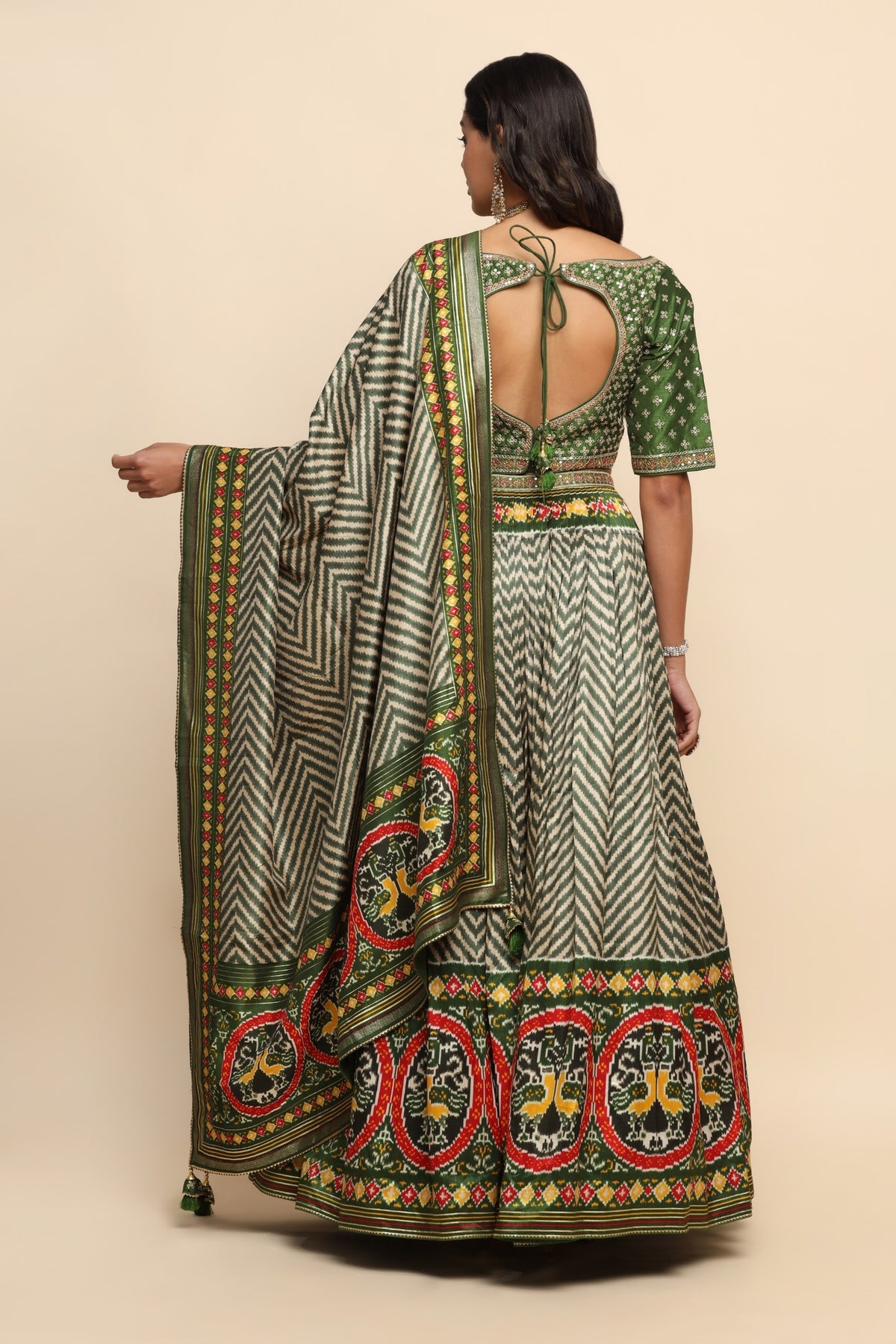 Beautiful green color patola printed lehenga