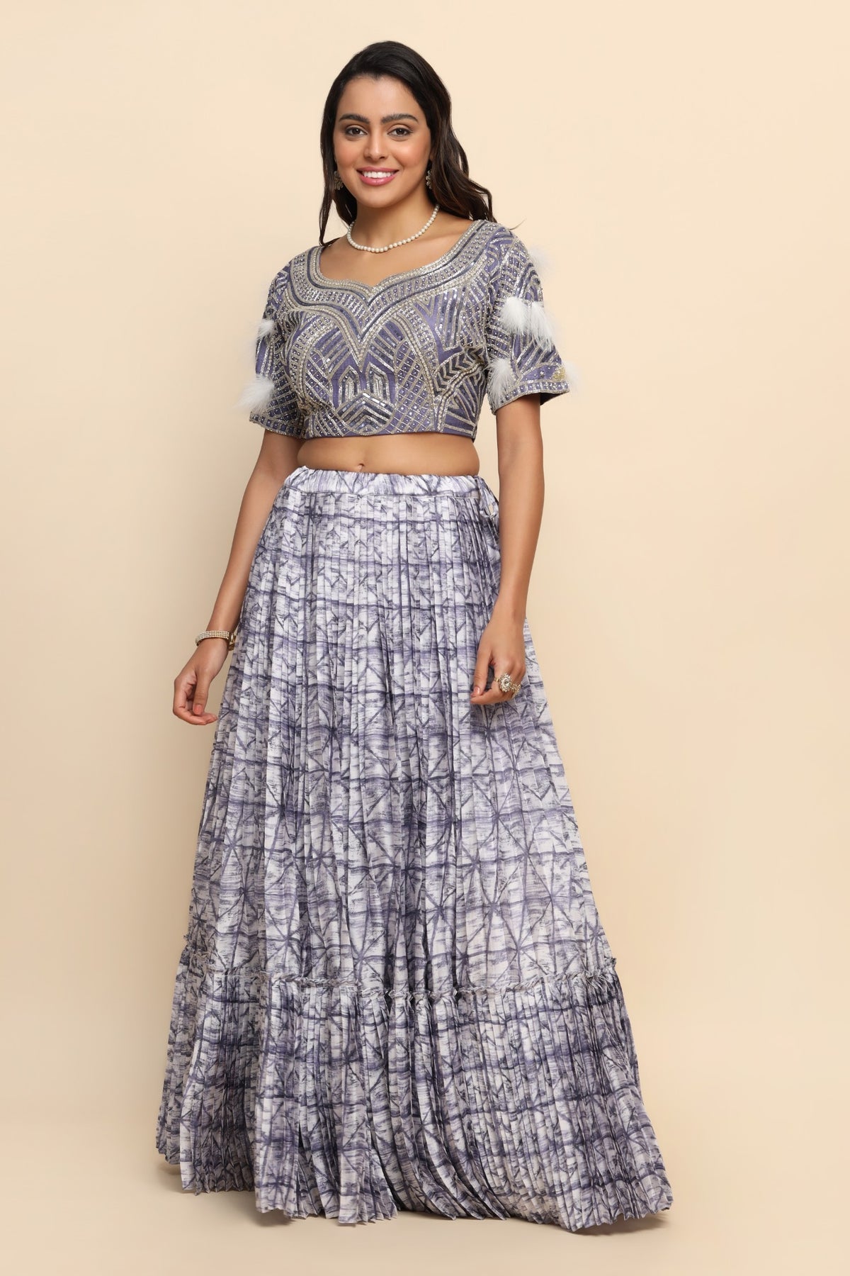 Beautiful purple color floral motif embroidered lehenga