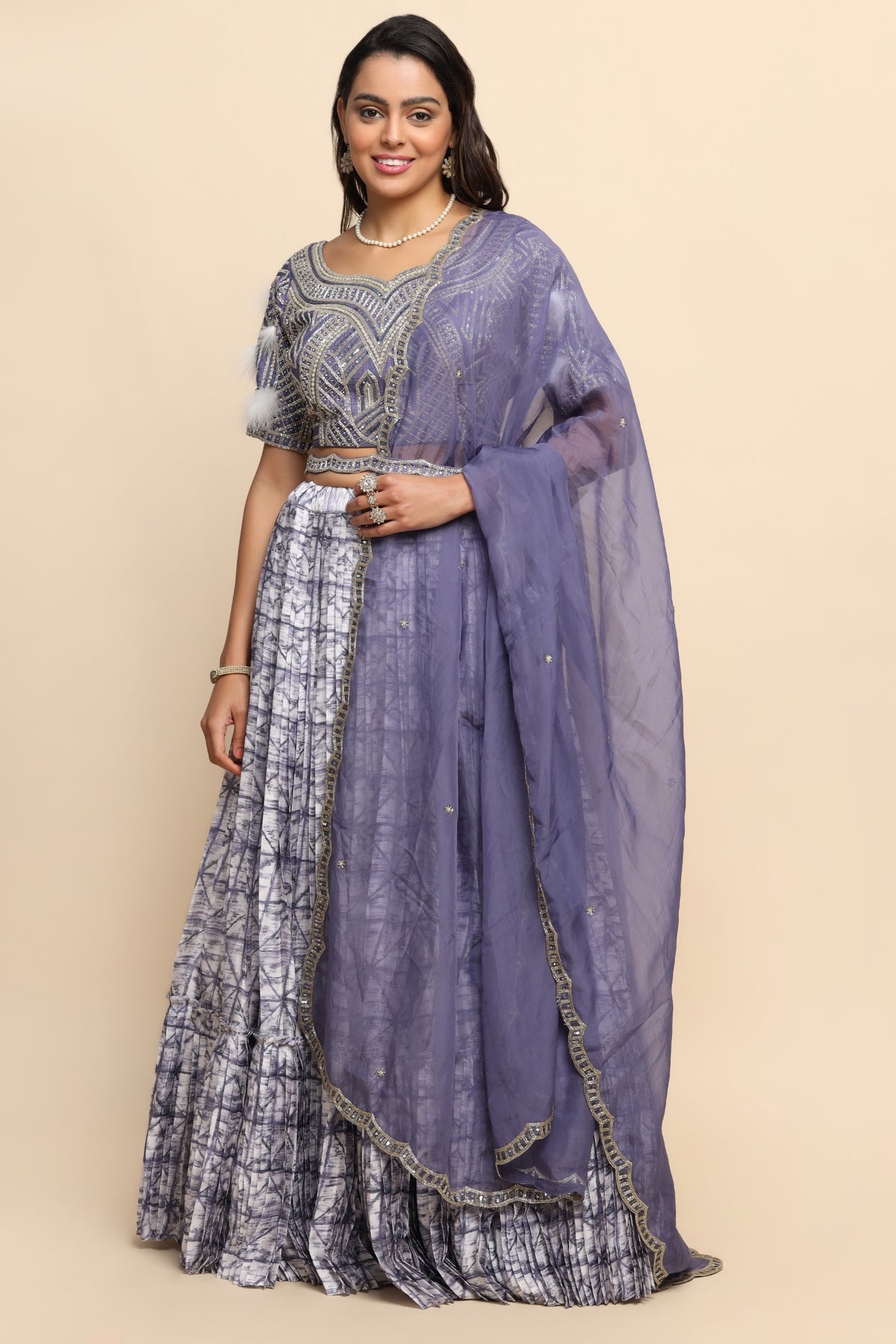 Beautiful purple color floral motif embroidered lehenga