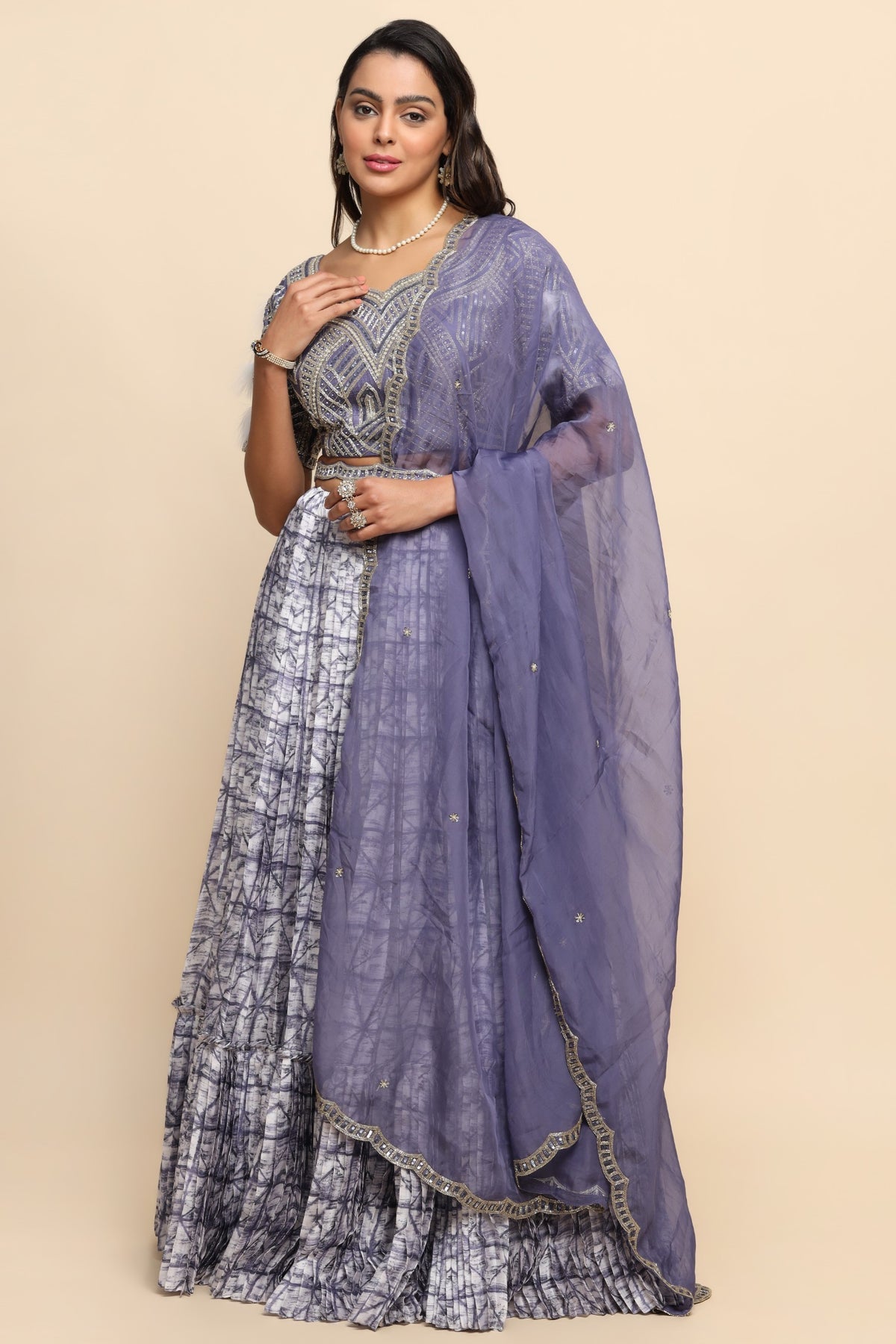 Beautiful purple color floral motif embroidered lehenga