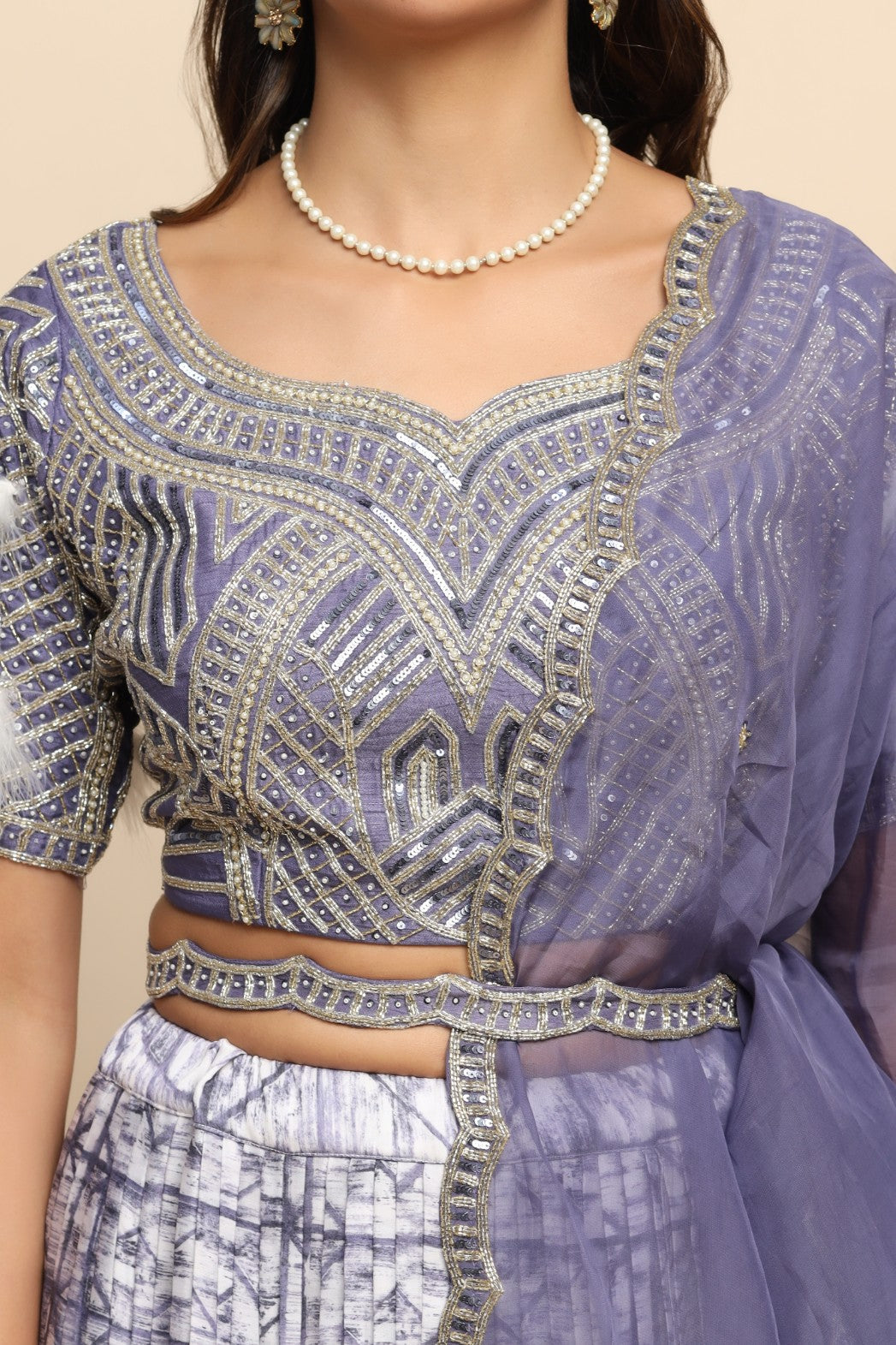 Beautiful purple color floral motif embroidered lehenga