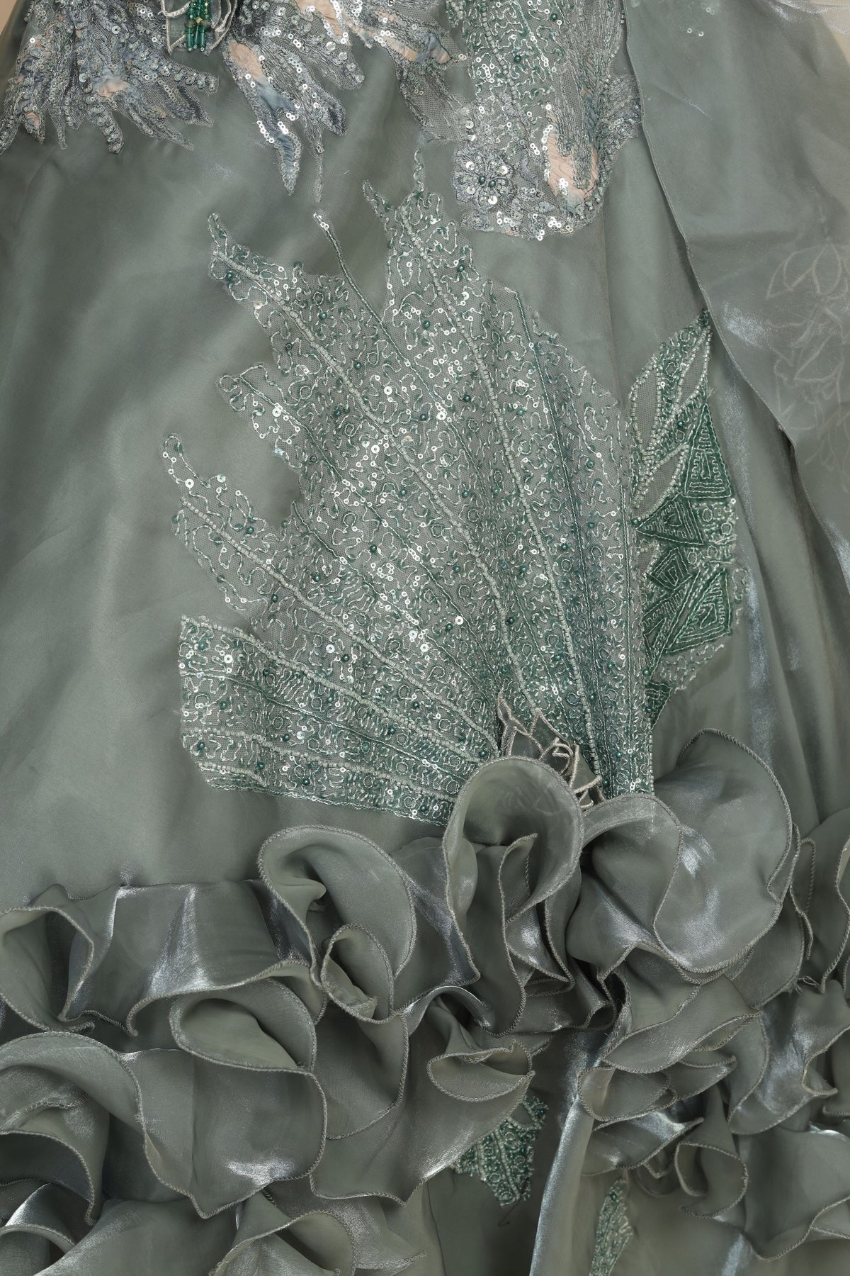 Gorgeous pastel color floral motif embroidered dress