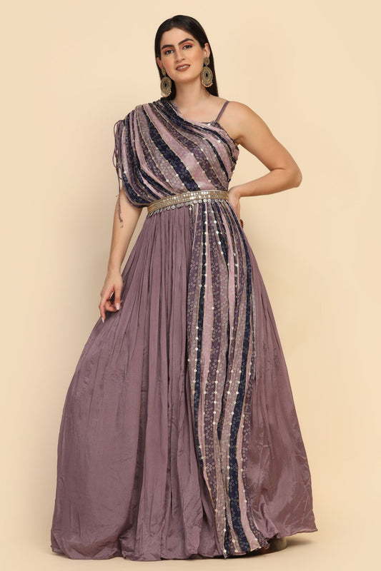 Beautiful Muve color dress with one side drape