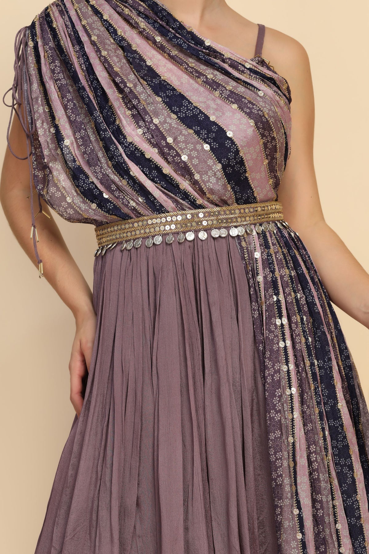 Beautiful Muve color dress with one side drape
