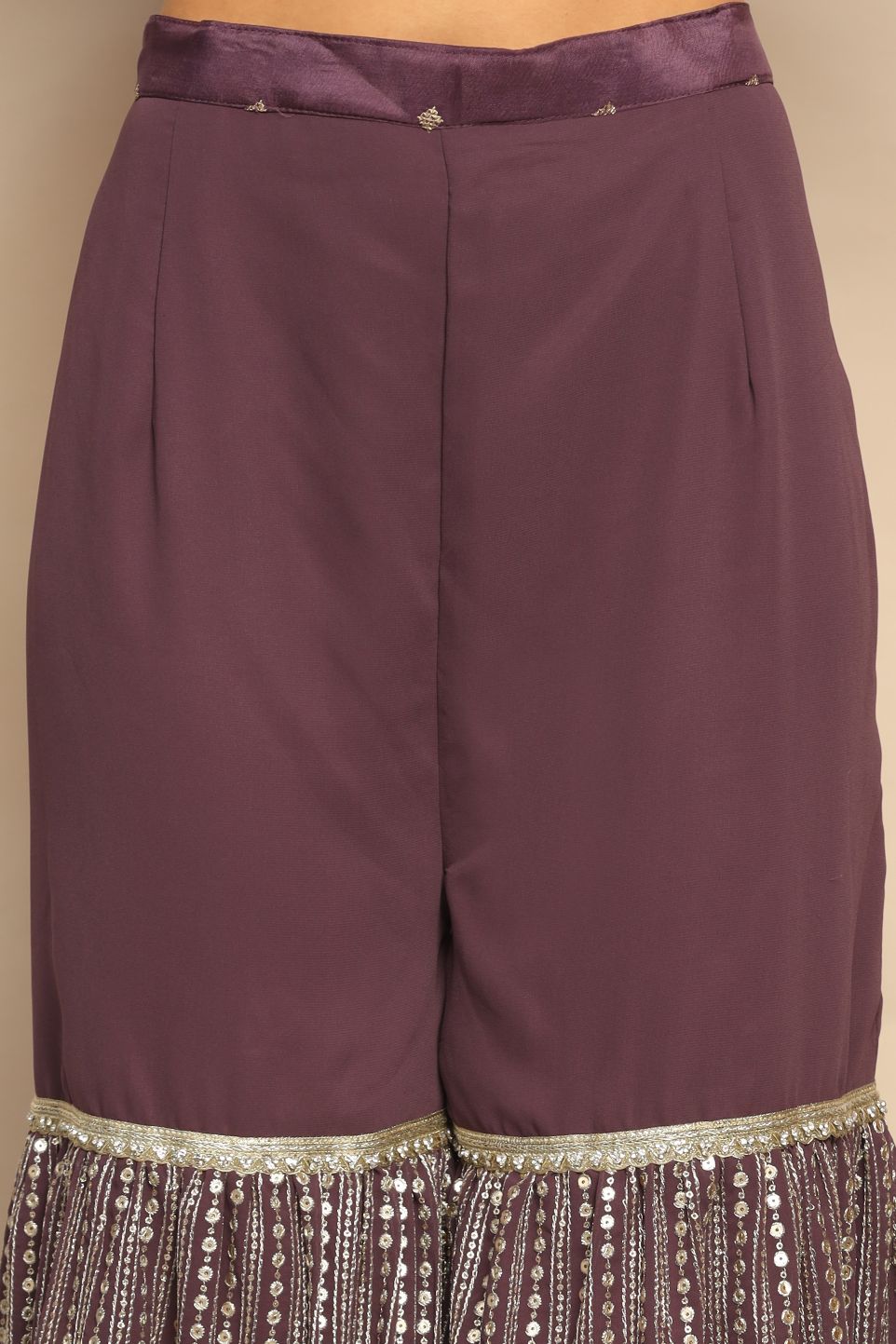 Royal Amethyst Purple Dress with Mirror, Sequins, and Zari