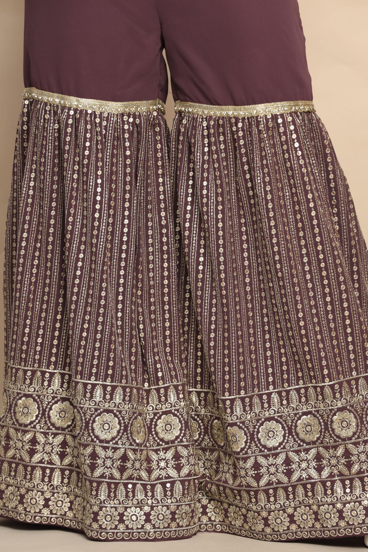 Royal Amethyst Purple Dress with Mirror, Sequins, and Zari