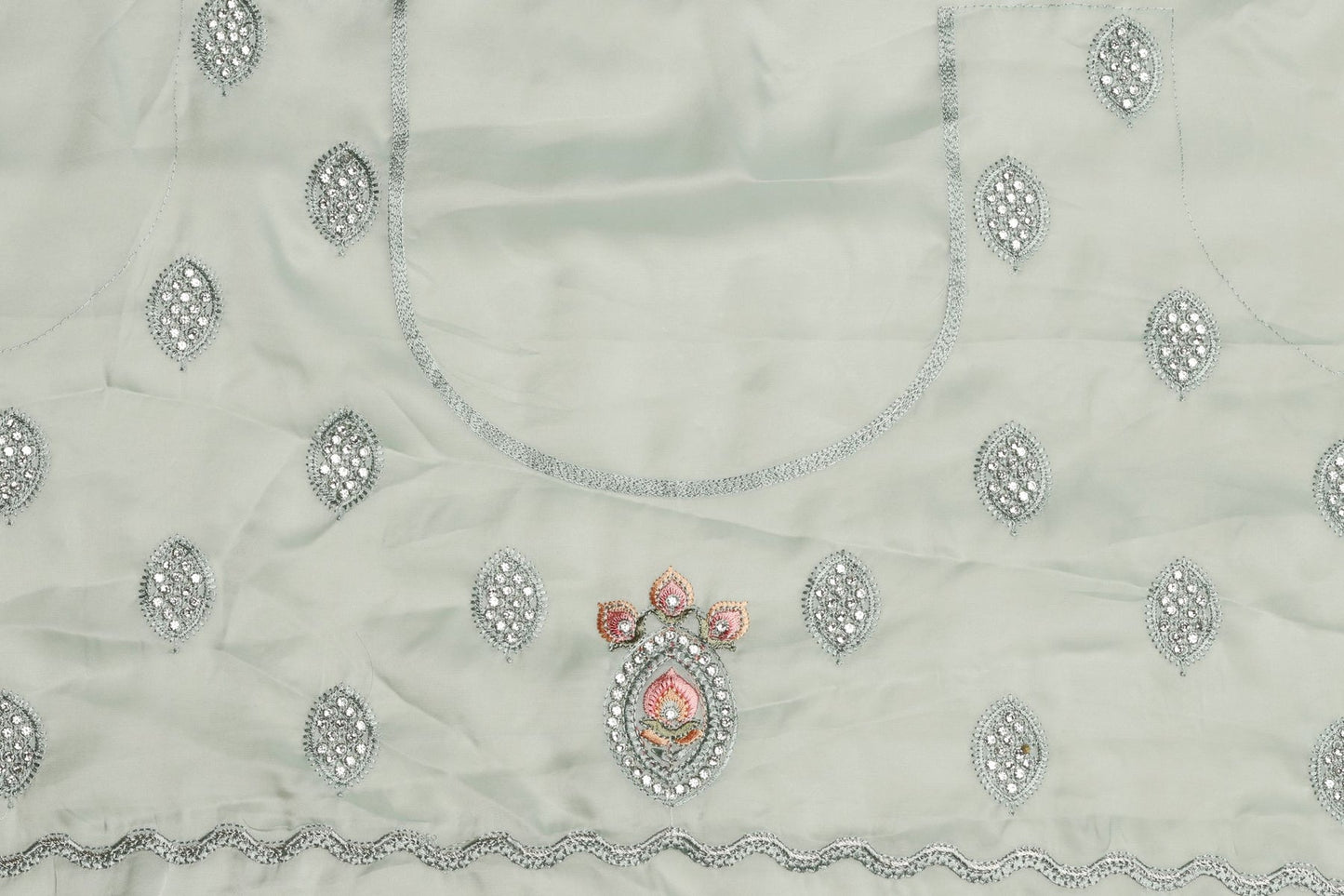 Enchanting Aqua Silk Saree with Sparkling Sequins and Intricate Thread Work