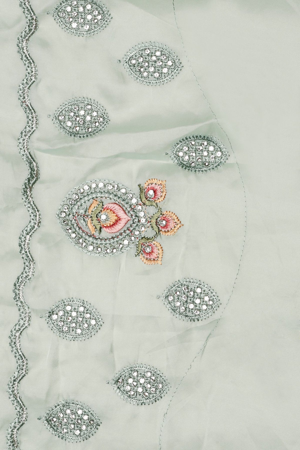 Enchanting Aqua Silk Saree with Sparkling Sequins and Intricate Thread Work