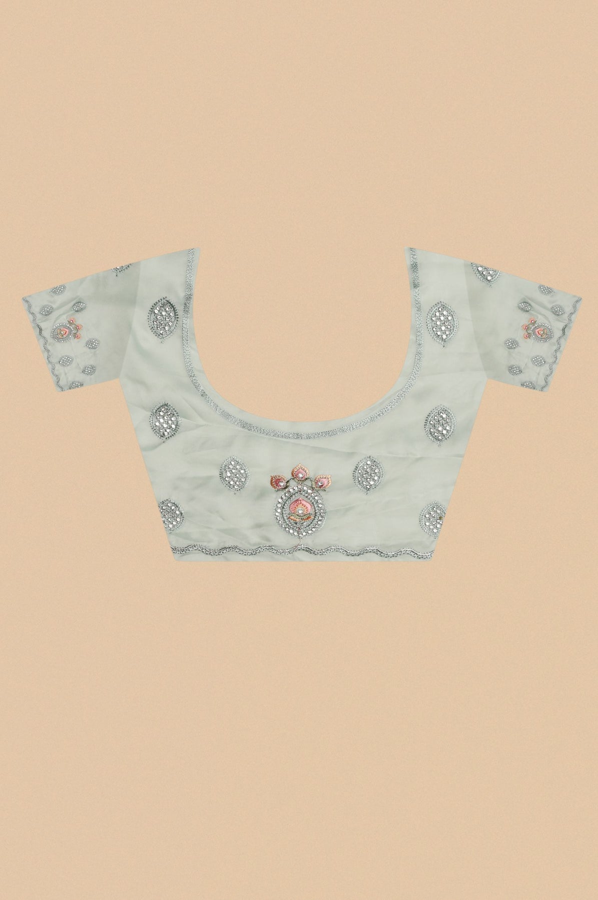 Enchanting Aqua Silk Saree with Sparkling Sequins and Intricate Thread Work