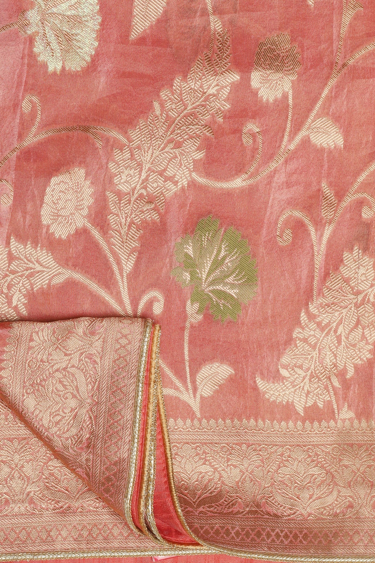 Elegant Pink Saree with Intricate Flower Motif and Stunning Zari Embroidery