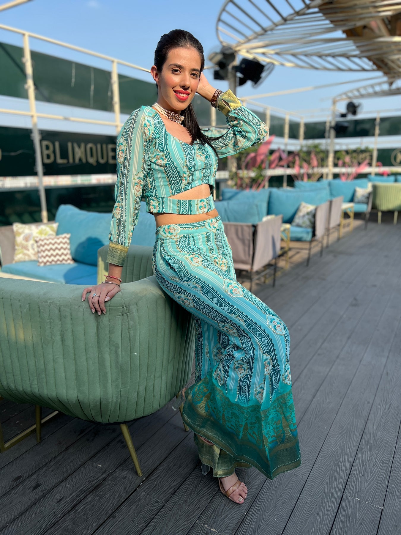 Dazzling Blue Co-ord Set: Sparkling Sequins and Intricate Thread Work