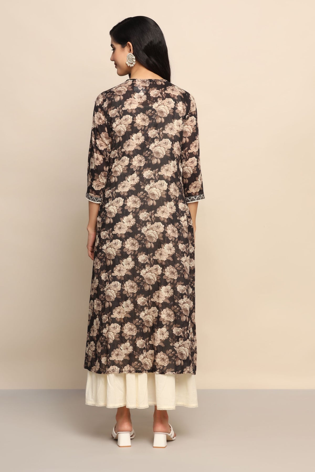 Radiant White Sequin Dress with Black Long Jacket