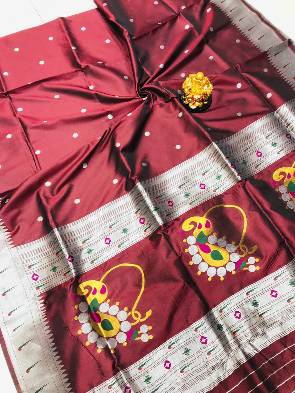 Bewitching Brown Paithani Silk Saree With Angelic Blouse Piece