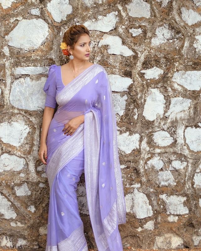 Ratatouille Lavender Linen Silk Saree With Felicitous Blouse Piece 0 Reviews
