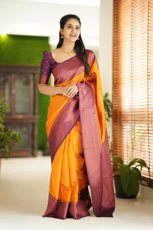 Seraglio Yellow Soft Silk Saree With Engaging Blouse Piece