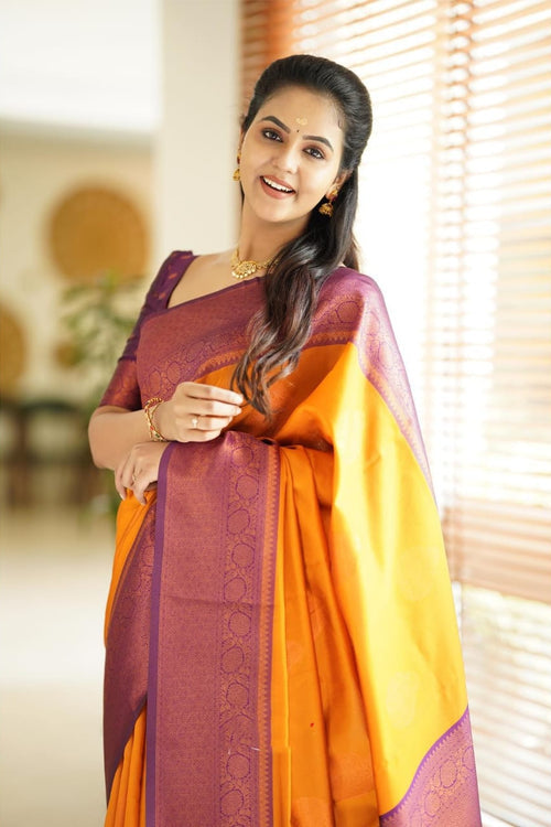 Seraglio Yellow Soft Silk Saree With Engaging Blouse Piece