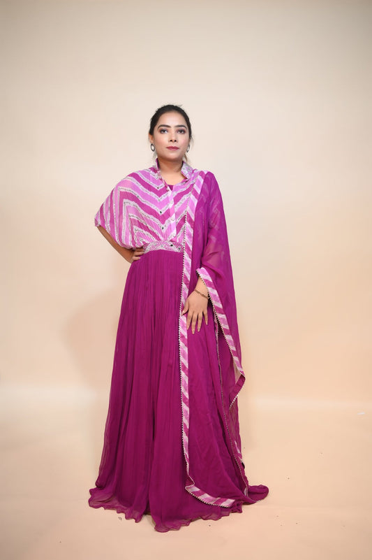 Enchanting Pink Georgette Dress: Radiate Elegance with Mirror Work and Cut Dana Embellishments