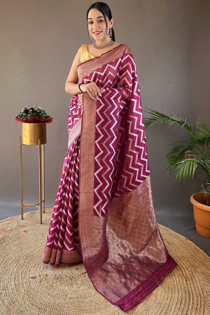 Breathtaking Purple Cotton Silk Saree With Majesty Blouse Piece