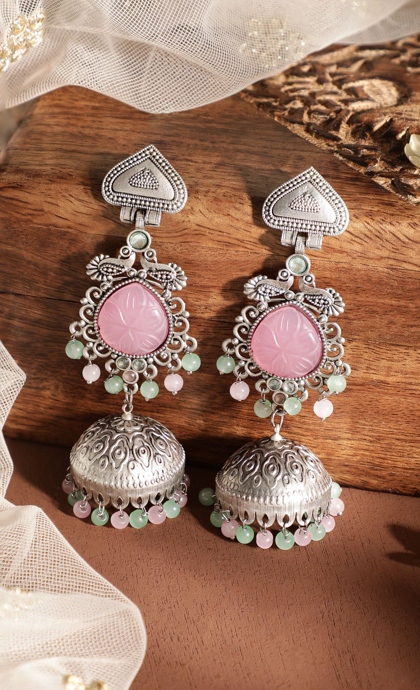 Antique Allure Oxidized Jhumka Earrings for a Touch of Tradition