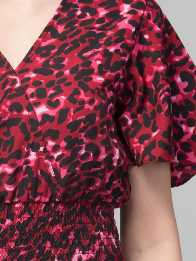 Sleeves Printed Women Maroon Top