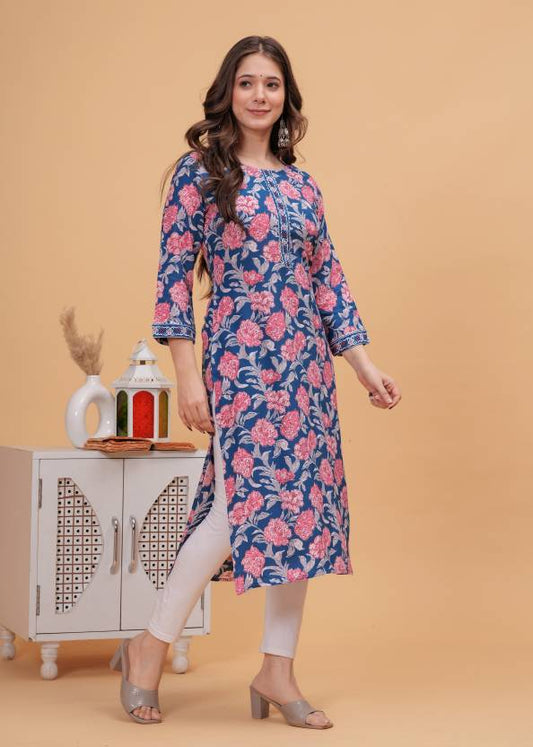 Women Self Design Viscose Rayon Straight Kurta