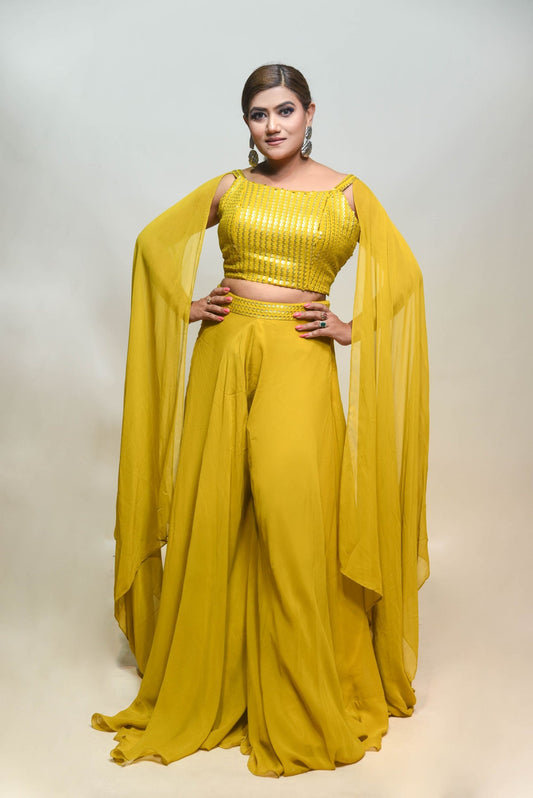 classic yellow color geomatical motif style dress