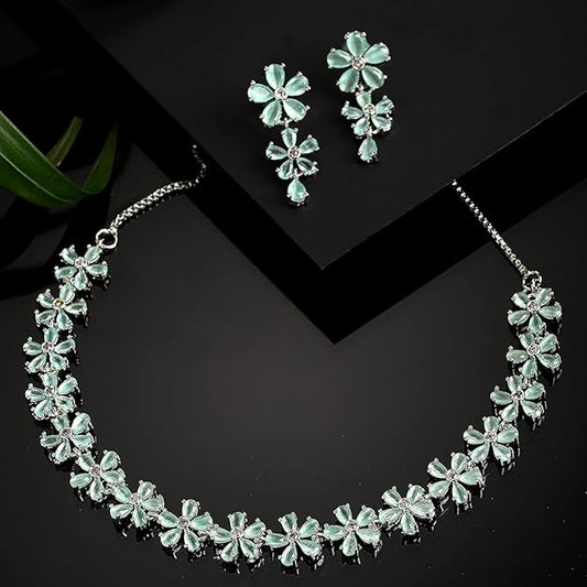 American Diamond Studded Flower Shaped Jewellery
