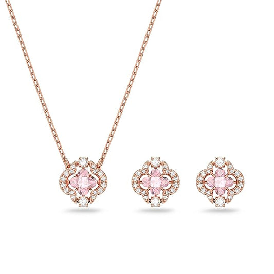 Women's Una Necklace And Earrings Rose Gold-Tone Plated