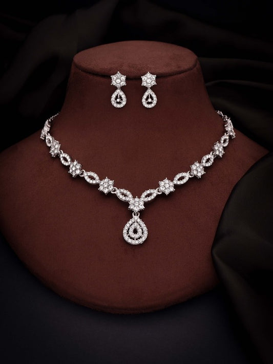 Brass Gold-plated Silver, White Jewel Set