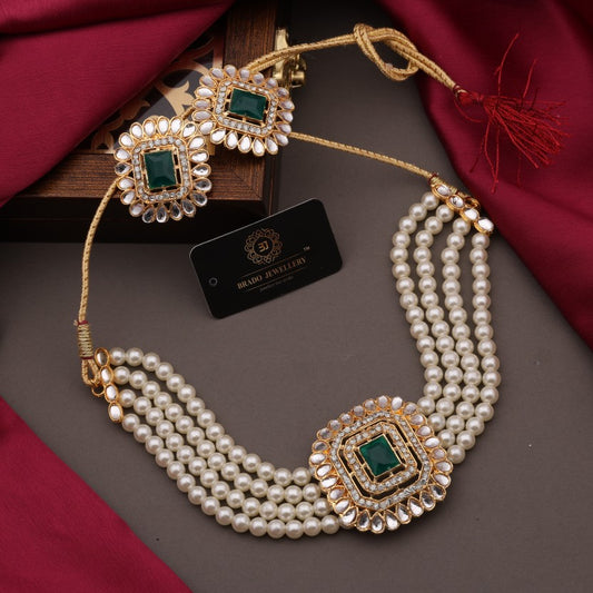 Brass Gold-plated White Jewel Set