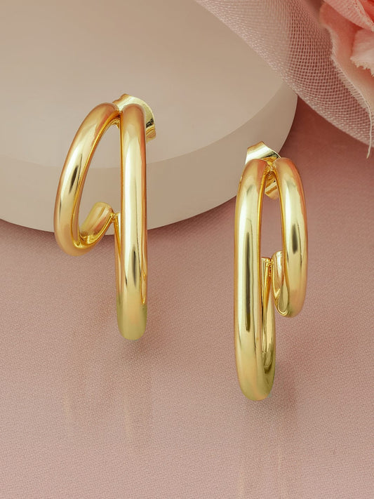 18K Gold Plated Stainless Steel Tarnish-Free Waterproof Double Hoop Earrings