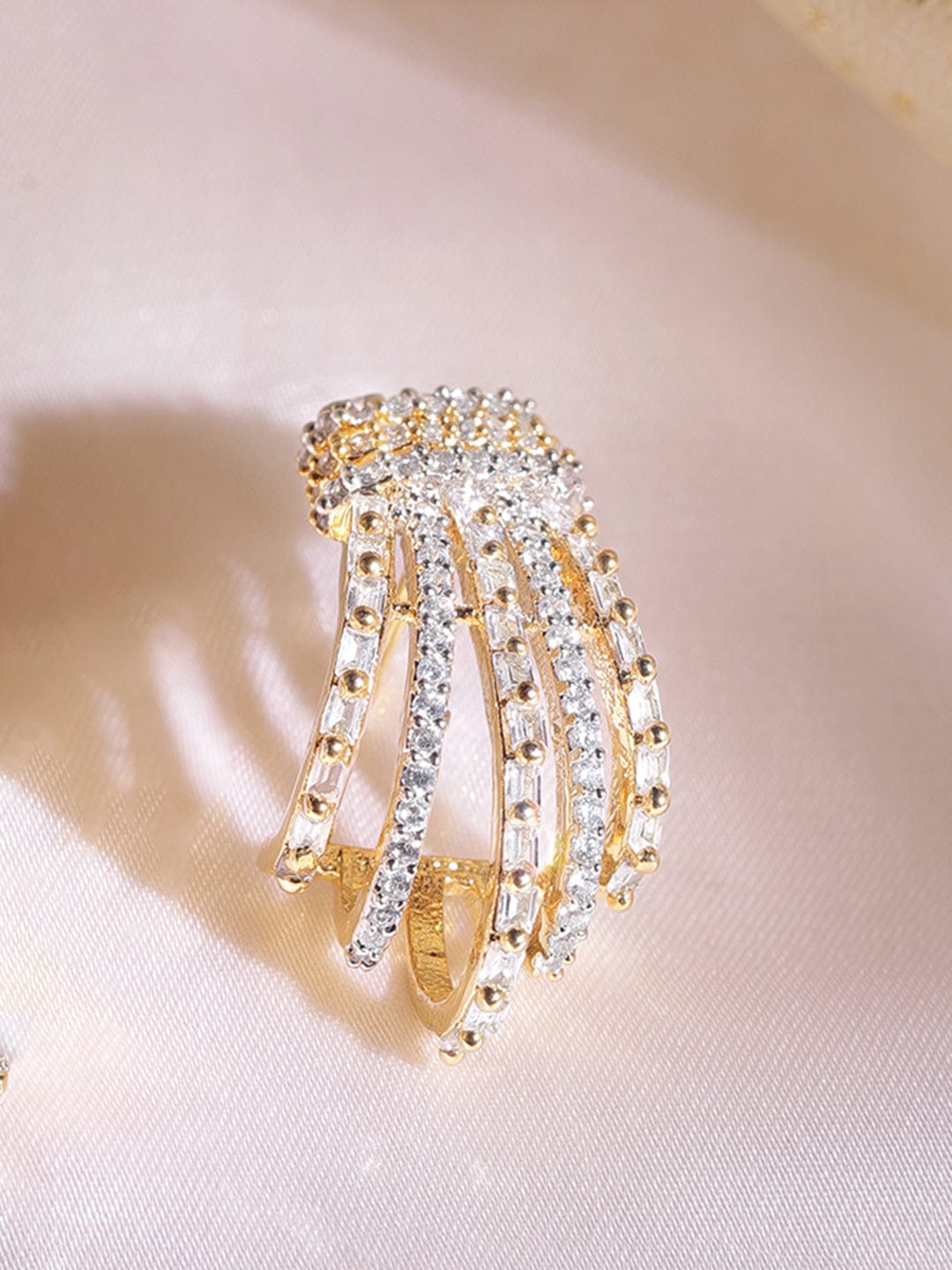 22K Gold plated Baguette Crystal Zirconia Exquisite Demi-Fine Earrings